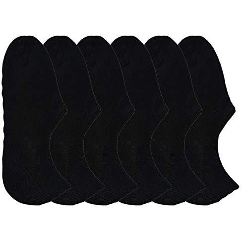 Me Stores Men's Cotton And Spandex Towel Loafer Socks With Anit Ankle Skit Silicon (Black, Large) Pack Of 6 Pairs