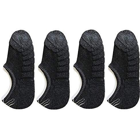 Me Stores Men's Cotton And Spandex Towel Loafer Socks With Anit Ankle Skit Silicon (Black, Large) Pack Of 6 Pairs