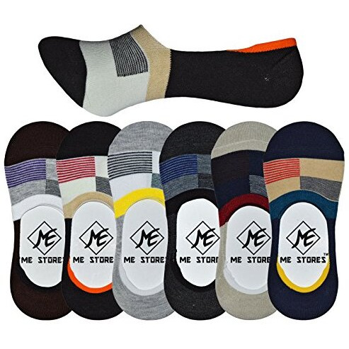 Me Stores Men's Solid No Show Sneakers Socks (Large) - Pack Of 6 Pair