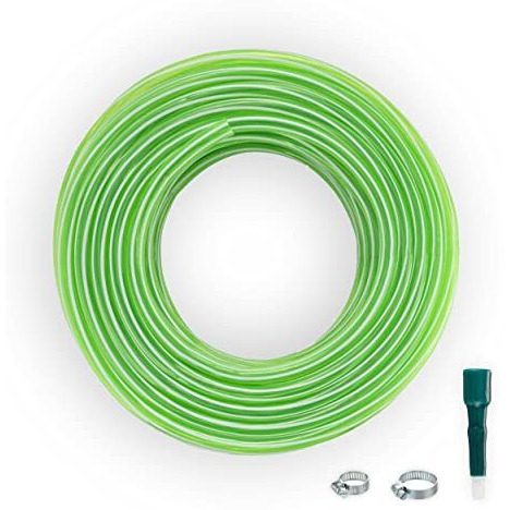 Garbnoire 0.75 Inch Pvc Green Striped Pipe| Lightweight, Durable & Flexible| Accessories Hose Connector & Clamps| Watering Garden, Cleaning| Outdoor-Indoor Use (10 Meter (32.8 Ft))