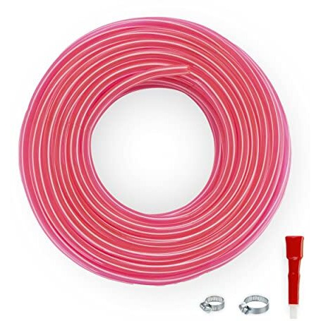 Garbnoire 5 Meter 0.5 Inch Pvc Pink Striped Water Pipe|Lightweight,Durable&Flexible|Hose With Accessories Like Hose Connector&Clamps|Watering Garden,Cleaning,Outdoor-Indoor Use(5 Mtr(16.4 Feet))
