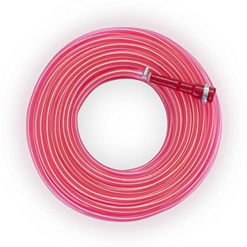 Garbnoire 5 Meter 0.5 Inch Pvc Pink Striped Water Pipe|Lightweight,Durable&Flexible|Hose With Accessories Like Hose Connector&Clamps|Watering Garden,Cleaning,Outdoor-Indoor Use(5 Mtr(16.4 Feet))