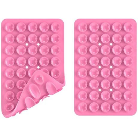 Double Sided Silicone Suction Phone Case Mount (Compatible Iphone And Android, Hands-Free Phone Accessory Holder For Selfies And Videos) Fidget Toy Gift (Pink, Double Sided 40 Suction Cups)