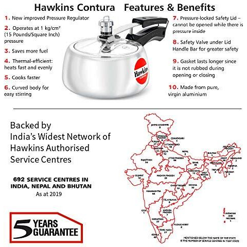 Hawkins 1.5 Litre Contura Pressure Cooker, Handi Inner Lid Baby Cooker, Silver (Hc15)