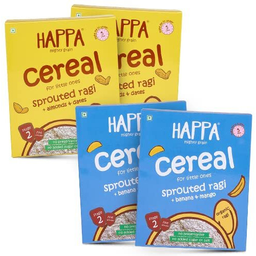Happa Organic Ragi Combo | No Sugar | No Salt | Rich In Nutrients & Vitamins | Easy For Digestion | 200 Gram Each (Pack Of 4)