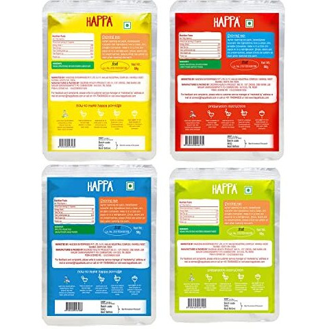 Happa Organic Porridge Trial Pack Stage 2 (Each Pack 50 Gram) (4 Pouches)