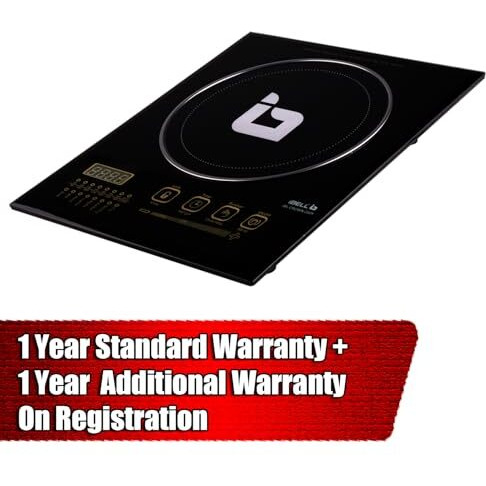 Ibell Crown200Y Premium Induction Cooktop 2200 Watt, 2 Year Warranty, Crystal Glass Top, Big Size, Touch Buttons, 8 Cooking Modes, Auto Shut Off, Over Heat Protection (Black)