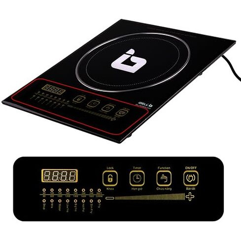 Ibell Crown200Y Premium Induction Cooktop 2200 Watt, 2 Year Warranty, Crystal Glass Top, Big Size, Touch Buttons, 8 Cooking Modes, Auto Shut Off, Over Heat Protection (Black)