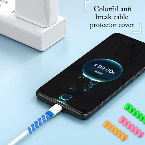Skycell Charger Data Cable Protector Spiral Silicone Charging Usb Wire Protector Compatible For Apple Mobile & Iphone Charger (24Pcs Mix Color)