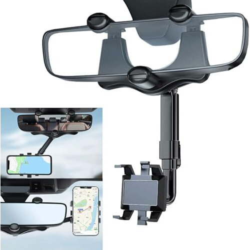 Cellmaster Driveease Multifunctional Car Mirror Mobile Holder  Versatile Rear View Mirror Mount For Vlogging & Navigation