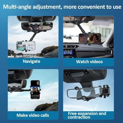 Cellmaster Driveease Multifunctional Car Mirror Mobile Holder  Versatile Rear View Mirror Mount For Vlogging & Navigation