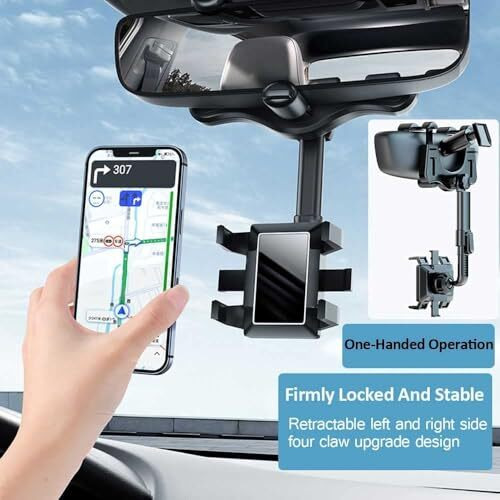 Cellmaster Driveease Multifunctional Car Mirror Mobile Holder  Versatile Rear View Mirror Mount For Vlogging & Navigation