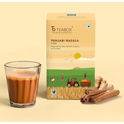 Teabox Punjabi Masala Chai - Bold & Spice-Infused, Inspired By Iconic Dhabas | Rich, Strong, & Aromatic With 8 Indian Spices| Traditional, Invigorating, And Perfect For Milk | A True Punjabi Classic