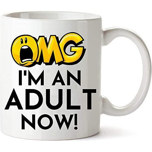 Siyon Omg I'M An Adult Now Adult Brithday Coffee Mug - Funny 18Th Birthday Gifts For Girls Or Boys, Son, Daughter, Children, Best Friend