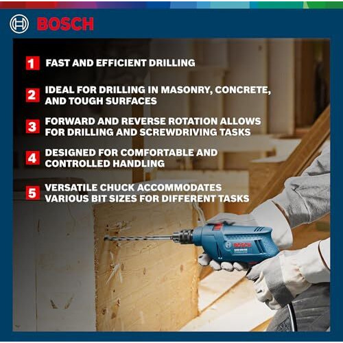 Bosch Professional Gsb 500 Re Corded-Electric Drill Tool Set | 500 W Motor | 100-Piece Tools Box Kit | Speed Range Upto 2600 Rpm | Impact Rate Upto 41600 Bpm | Chuck Capacity Of 10 Mm | 1 Yr Warranty