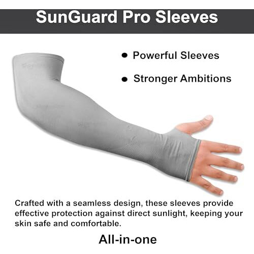 Snmmifer Uv Protection Arm Sleeves With Thumb Holes, Nylon Sun Protection Hand Cover For Running And Cycling, Unisex (2 Pair-Black And Grey)