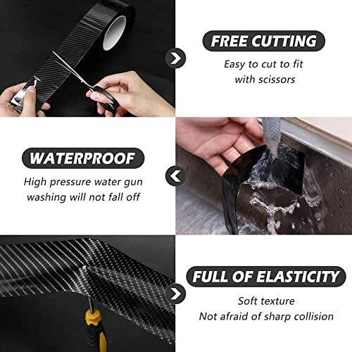 Brienstripe Car Door Sill Protector Bumper Protector, Carbon Fiber Car Wrap Film, Car Sticker Protector Strip, Anti Scratch Tape, Waterproof Protection Film.2Inch*5Meter