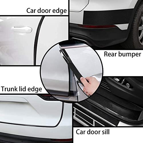 Brienstripe Car Door Sill Protector Bumper Protector, Carbon Fiber Car Wrap Film, Car Sticker Protector Strip, Anti Scratch Tape, Waterproof Protection Film.2Inch*5Meter