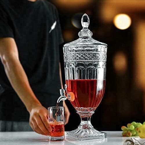 Evatta Glass Water Dispenser With Tap Beer Dispenser Storage Mason Jar Beverage Dispenser Glass Pitcher With Tap Pitcher For Detox Water Glass Dispenser With Tap Juice Dispenser 2 Litre - 1 Piece