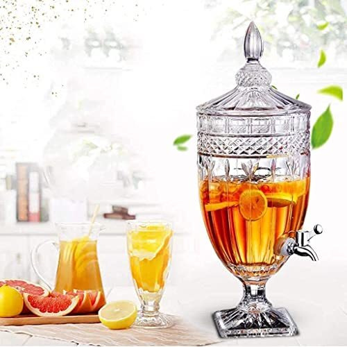 Evatta - 1 Piece Mason Jar Beverage Drink Dispenser 2 Litre Glass Pitcher With Tap/Spigot And Steel Lid