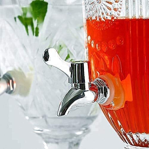 Evatta - 1 Piece Mason Jar Beverage Drink Dispenser 2 Litre Glass Pitcher With Tap/Spigot And Steel Lid