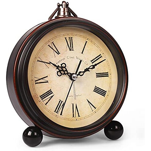 Kadio Plastic Battery Alarm Clock,Night Light,Vintage Hangable Super Silent Non Ticking Analog Clock For Bedroom, 10 Cm X 10 Cm,Black