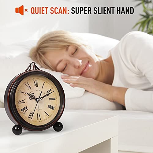 Kadio Plastic Battery Alarm Clock,Night Light,Vintage Hangable Super Silent Non Ticking Analog Clock For Bedroom, 10 Cm X 10 Cm,Black