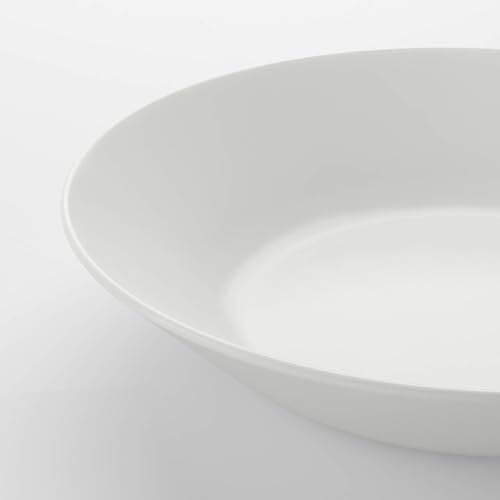 Ikea Oftast Tempered Opal Glass Deep Plate/Bowl, 8 Inch, White, Set Of 6