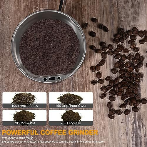 Weinsamkeit Electric Coffee Grinder - 200W Multifunctional With Stainless Steel Blades, Overheating Protection, Portable For Beans
