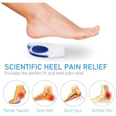 Velaavo Gel Heel Cups Silicone Heel Pad For Heel Ankle Pain, Heel Spur Shoe Support Pad For Men And Women Shock Cushion Pad For Heels
