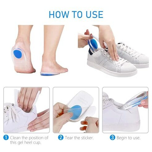 Velaavo Gel Heel Cups Silicone Heel Pad For Heel Ankle Pain, Heel Spur Shoe Support Pad For Men And Women Shock Cushion Pad For Heels