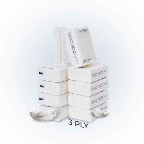 Lumora Pocket Tissues Packs - (100 Tissues) 10 Packets | 3-Ply Soft Super Absorbent Small Tissue Packet | Travel And Pocket Size Tissue Papers For Office, Car, Bathroom, Easy To Carry