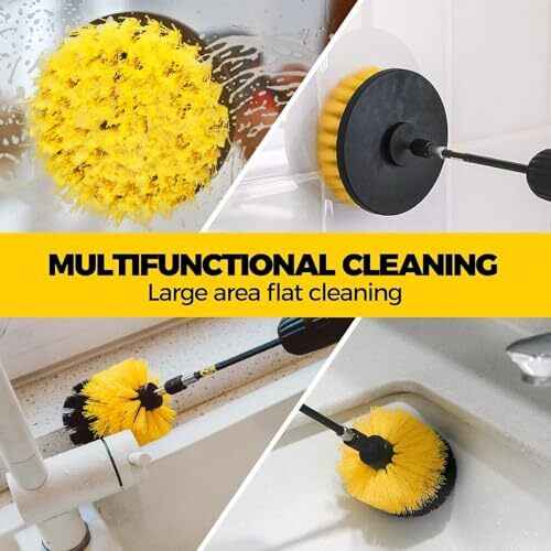 Power Drill Scrubber Brush Cleaning Kit 8 Pcs - All Purpose Brush For Bathroom Surfaces, Grout, Floor, Tub, Shower, Tile, Corners, Kitchen, Grill - Fits Most Drills Without Drill Machine
