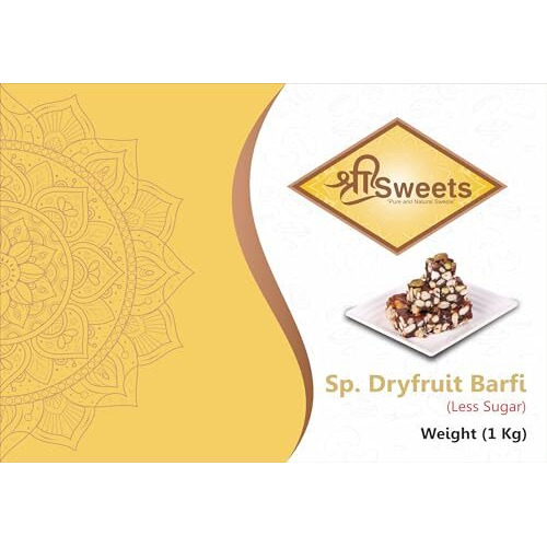 Shree Sweets Dryruits Barfi Less Sugar Energy Bites Made With Dates, Kaju, Badam, Pista & Pure Ghee. A Healthy, Nutrient Snack For A Quick Energy Boost Dry Fruit Chikki Indian Sweets Gift Pack (1 Kg)