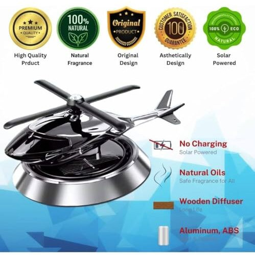 Birvan Solar Rotating Car Air Freshener  Refillable Dashboard Air Purifier, Stylish Autorotation Decoration For Car Interior, Eco-Friendly Fragrance Diffuser