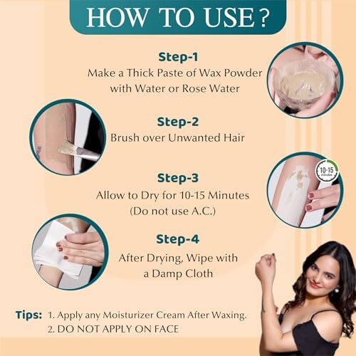 Willbur Natural Painless Hair Removal Wax Powder For Men & Women | Herbal Unisex Instant Hair Remover For Body | Quick & Easy Hair Removal For All Skin Types | No Razor Cuts | With Brush & Tissue Paper (50G)