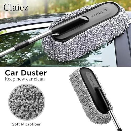 Claiez 5 Pcs Microfiber Car Duster With Long Handle Car Cleaning Brush Exteriror And Interiror Car Cleaning Cloth Car Ac Vent Cleaner Brush For Car, Motorbike, Suvs Car Cleaning Kit (A1)