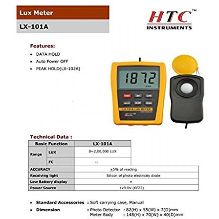 Htc Instrument By Supreme Traders Supertronics1989 Lx - 101A Light Meter Luxmeter (Measures Up-To 200000 Lux)