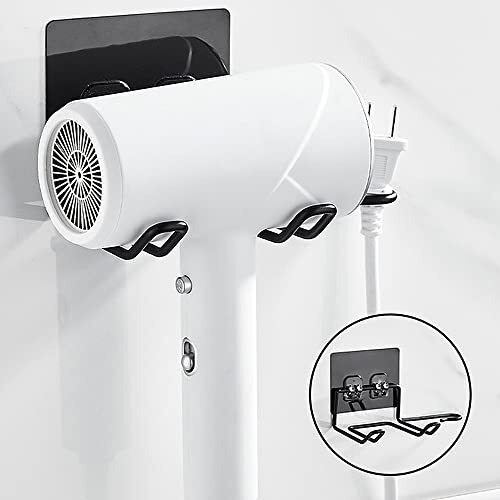Vihax Hair Dryer Holder For Wall Mount Blow Dryer Holder For Bathroom Suitable For All Hair Dryer Models