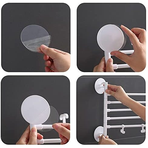 Wolpin Plastic Swing Hanger Towel Rack/Holder For Bathroom Self Adhesive Towel Stand/Bathroom Accessories Long Towel Bar, Folding 3 Arms (32 Cm, White)