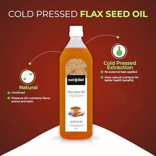 Nutndiet Cold Pressed Flaxseed Unrefined Oil 100Ml Glass Bottle | Alsi Ka Tel | Pure Omega 3-Rich For Heart Health & Immunity | Multipurpose Oil