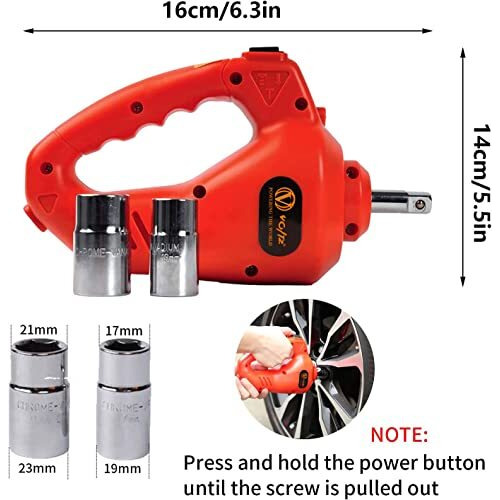 Voltz Ty155Hjs-5 Electric Hydraulic Jack 5T With Wrench & Inflation Car Repair Tool Kit 4 In 1 Set, Orange