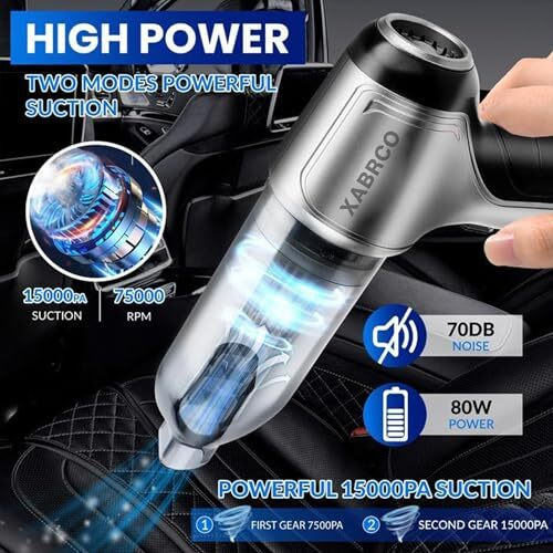 Xabrco Car Vacuum Cleaner 3 In 1 Portable Handheld Air Blower For Cleaning Dust 120W High-Power Vacuum Cleaner Home (Gray)