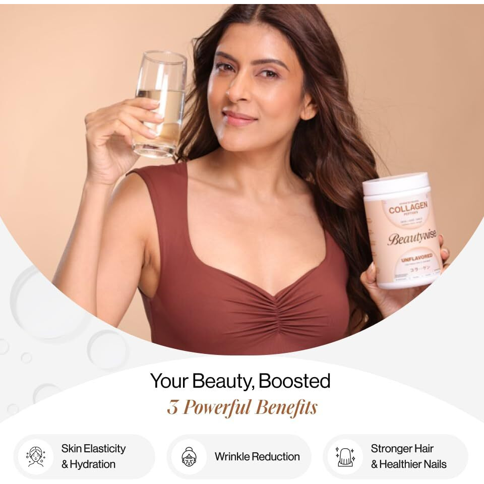 Beautywise Advanced Marine Collagen Peptides With Hyaluronic Acid, Glutathione & Biotin | No Smell & Easy To Mix With No Added Sugar 200G (Unflovoured Pack Of 1)