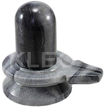Kleo Marble Stone Shiva Lingam Shiv Ling Idol Murti For Daily Pooja (3.5" Height), Black, Shiva
