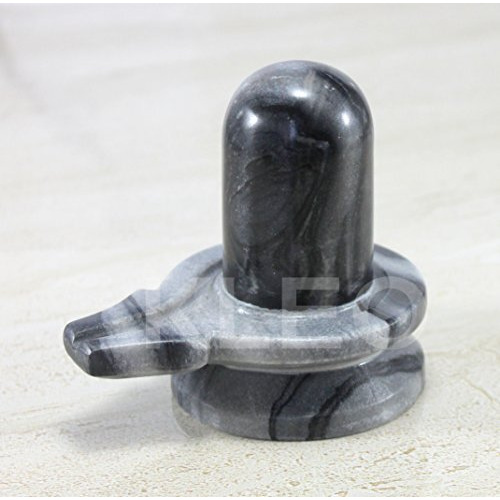 Kleo Marble Stone Shiva Lingam Shiv Ling Idol Murti For Daily Pooja (3.5" Height), Black, Shiva