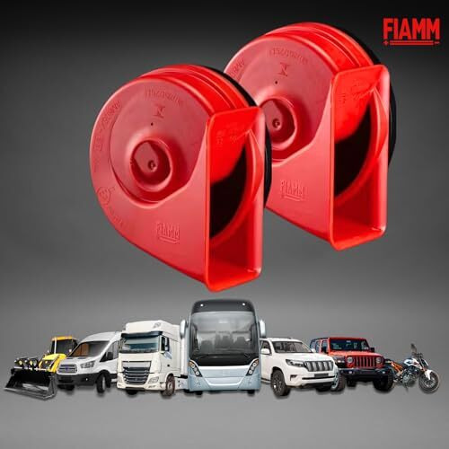 Fiamm Car Horn 12V 135 Db 405-500 Hz Am80Sx Red High Sound Waterproof Set Of 2