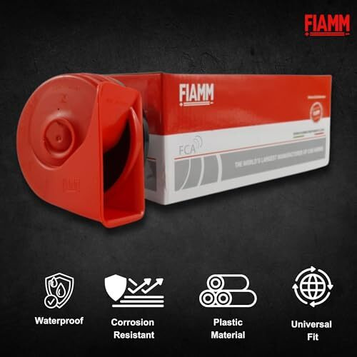 Fiamm Car Horn 12V 135 Db 405-500 Hz Am80Sx Red High Sound Waterproof Set Of 2