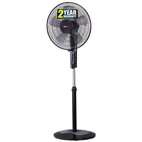 Ibell Chrome10 5 Leaf Pedestal Fan With Timer. High Speed Motor - Black