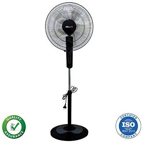 Ibell Chrome10 5 Leaf Pedestal Fan With Timer. High Speed Motor - Black